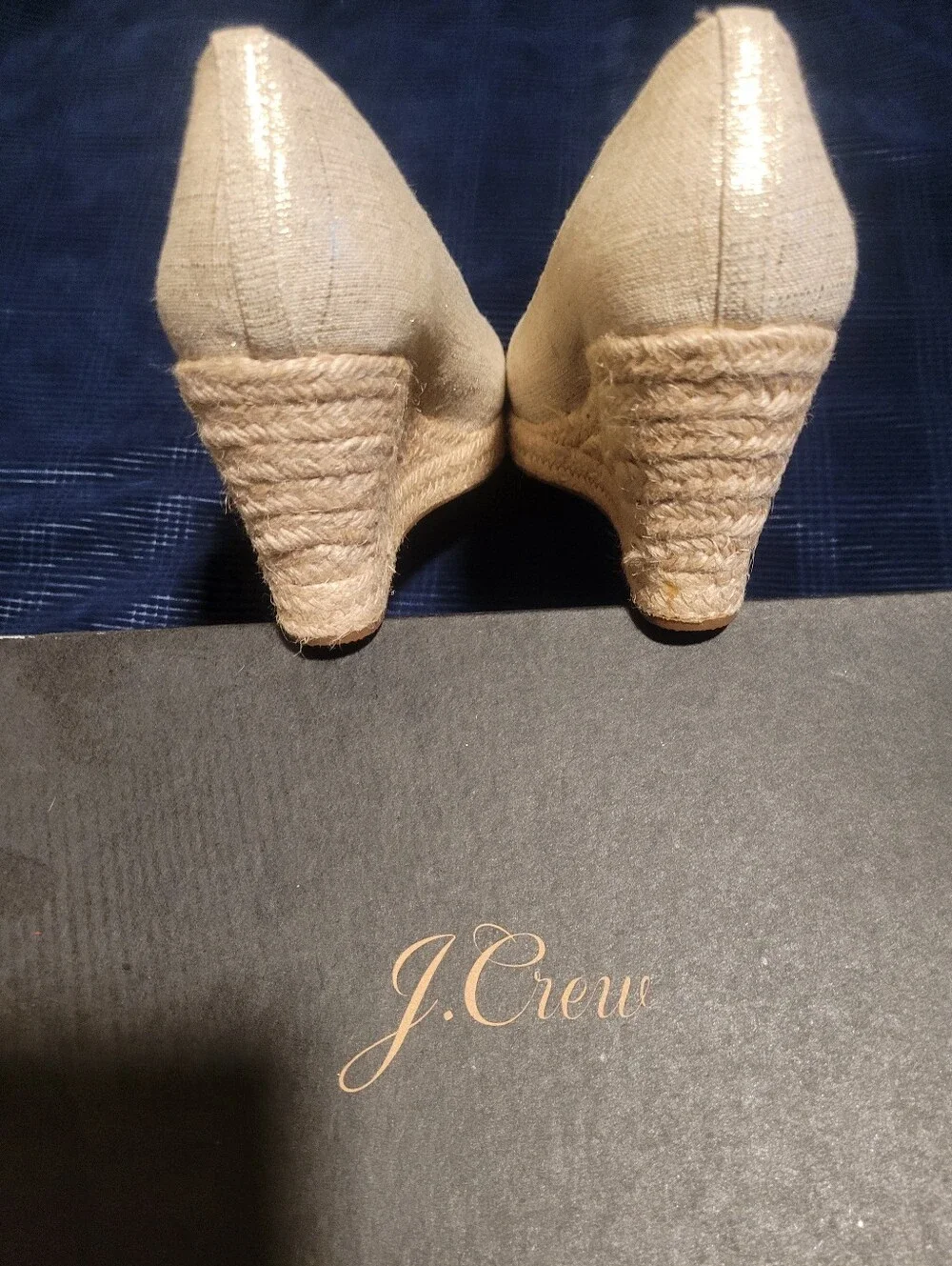 J. Crew Women's Beige Metallic Espiradrille Wedges